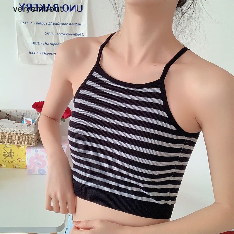 Áo Dệt Kim Y2k Không Tay Họa Tiết Kẻ Sọc Thời Trang Đường Phố Gợi Cảm