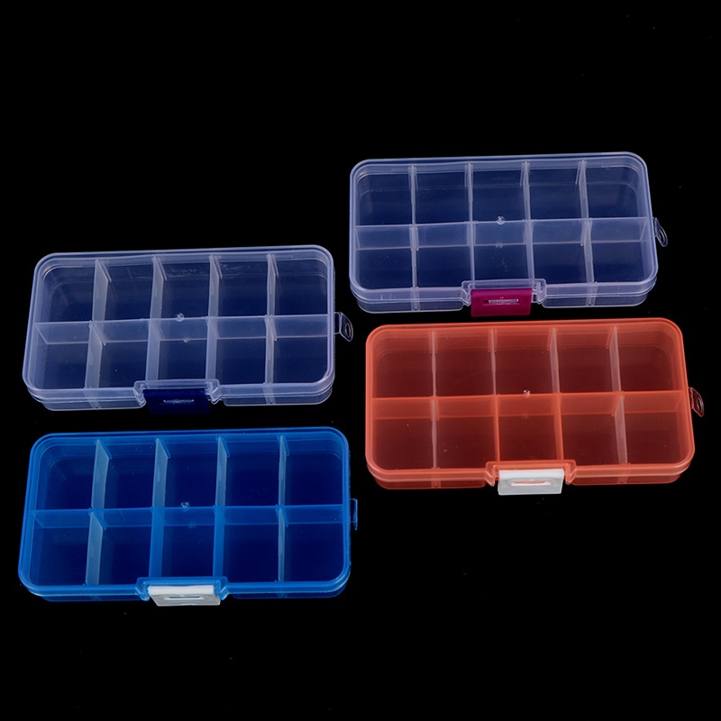 Hộp Nhựa Trong Suốt 10 Ngăn Đựng Trang Sức Tiện Dụng