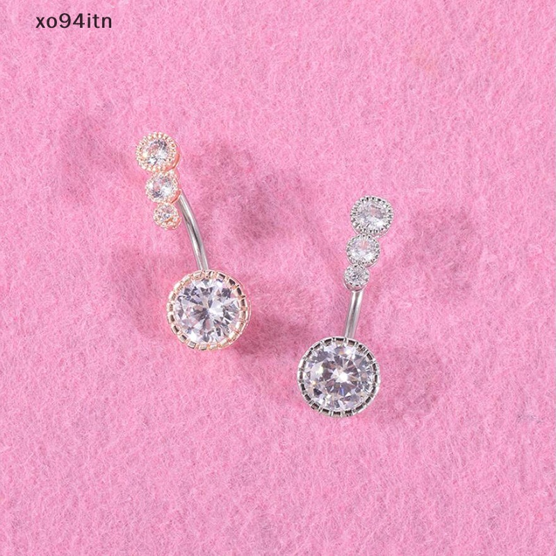 Khuyên Rốn Dạng Thanh Tạ Đính Đá Pha Lê Tròn Nặng 14G