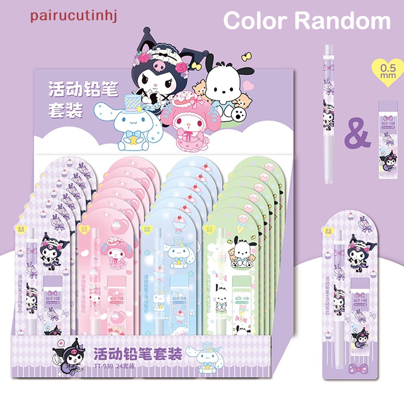1 Set Bút Chì Bấm Họa Tiết Hoạt Hình Sanrio Dễ Thương Kèm Ngòi HB Tiện Dụng Cho Học Sinh