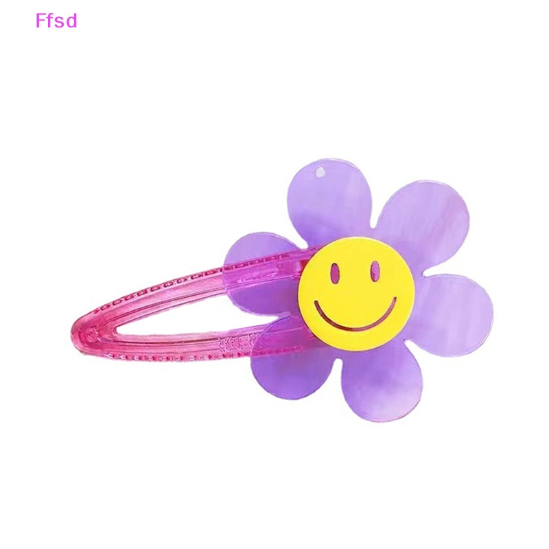 Kẹp Tóc Hình Hoa Hướng Dương Mặt Cười Bằng Acrylic Trong Suốt Thời Trang 2023 Cho Bé Gái