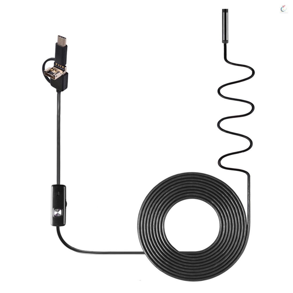 Camera Nội Soi Công Nghiệp 3 Trong 1 Tích Hợp 6 Đèn Led IP67 USB Type-C Chống Thấm Nước Cho Điện Thoại Android / PC