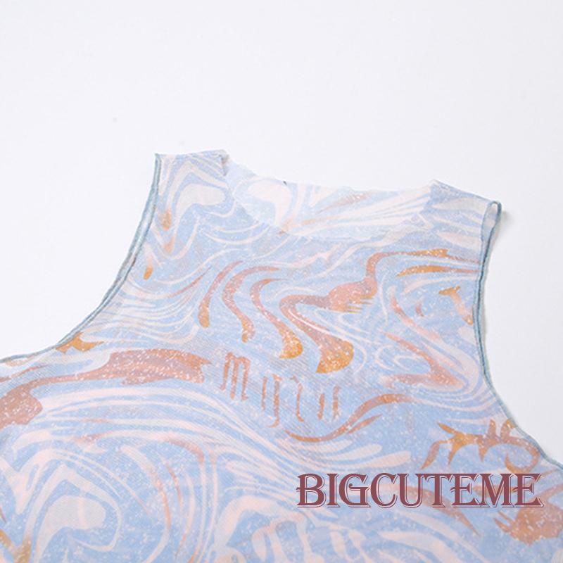 Áo Croptop Sát Nách Cổ Tròn Dáng Ôm In Họa Tiết Thời Trang Mùa Hè Cho Nữ