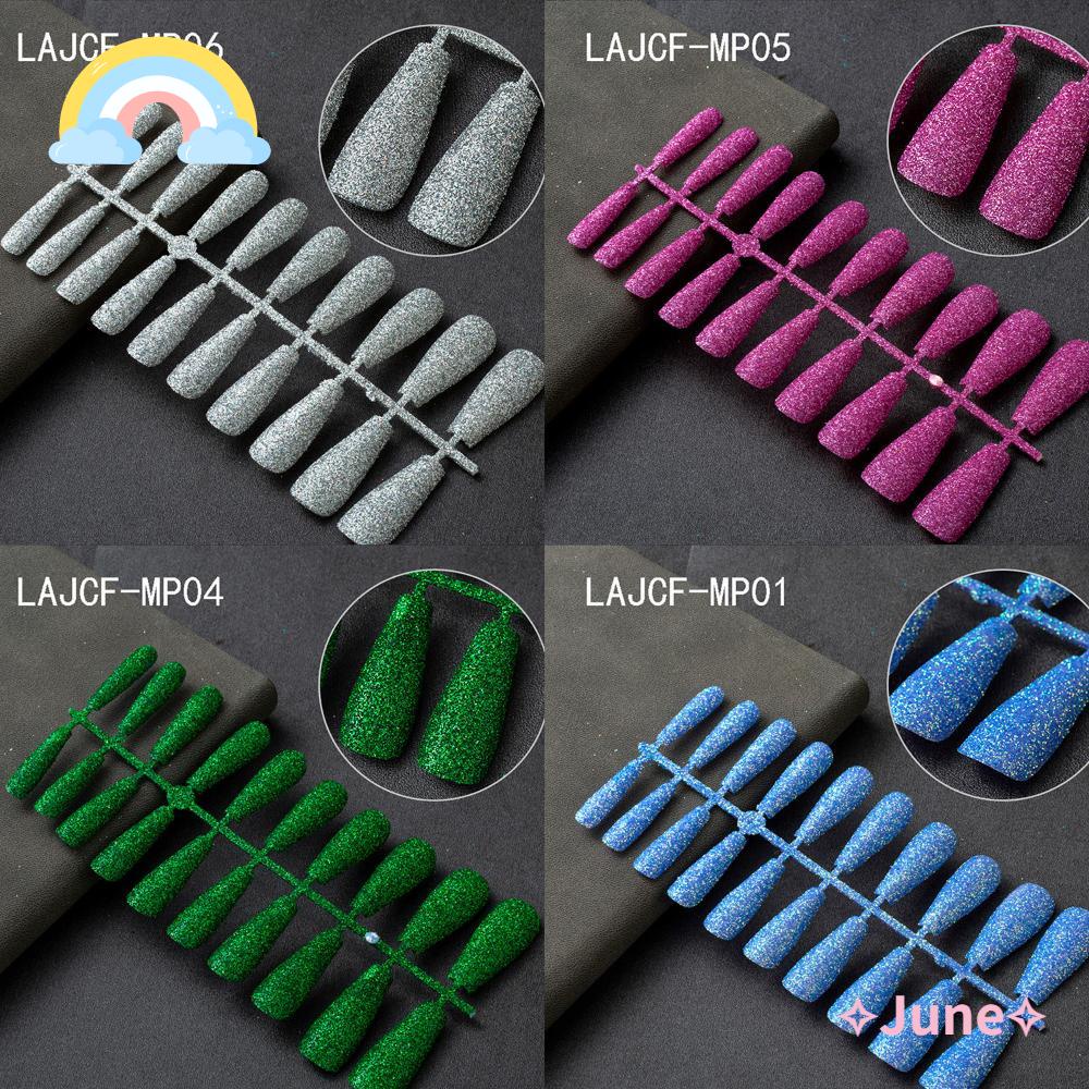 Set 20 Móng Tay Giả Đính Kim Tuyến Lấp Lánh Thời Trang Cho Nữ