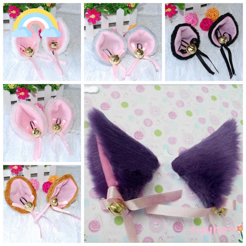 (Hàng Mới Về) Kẹp Tóc Tai Mèo Đính Chuông 6 Màu Hóa Trang Halloween