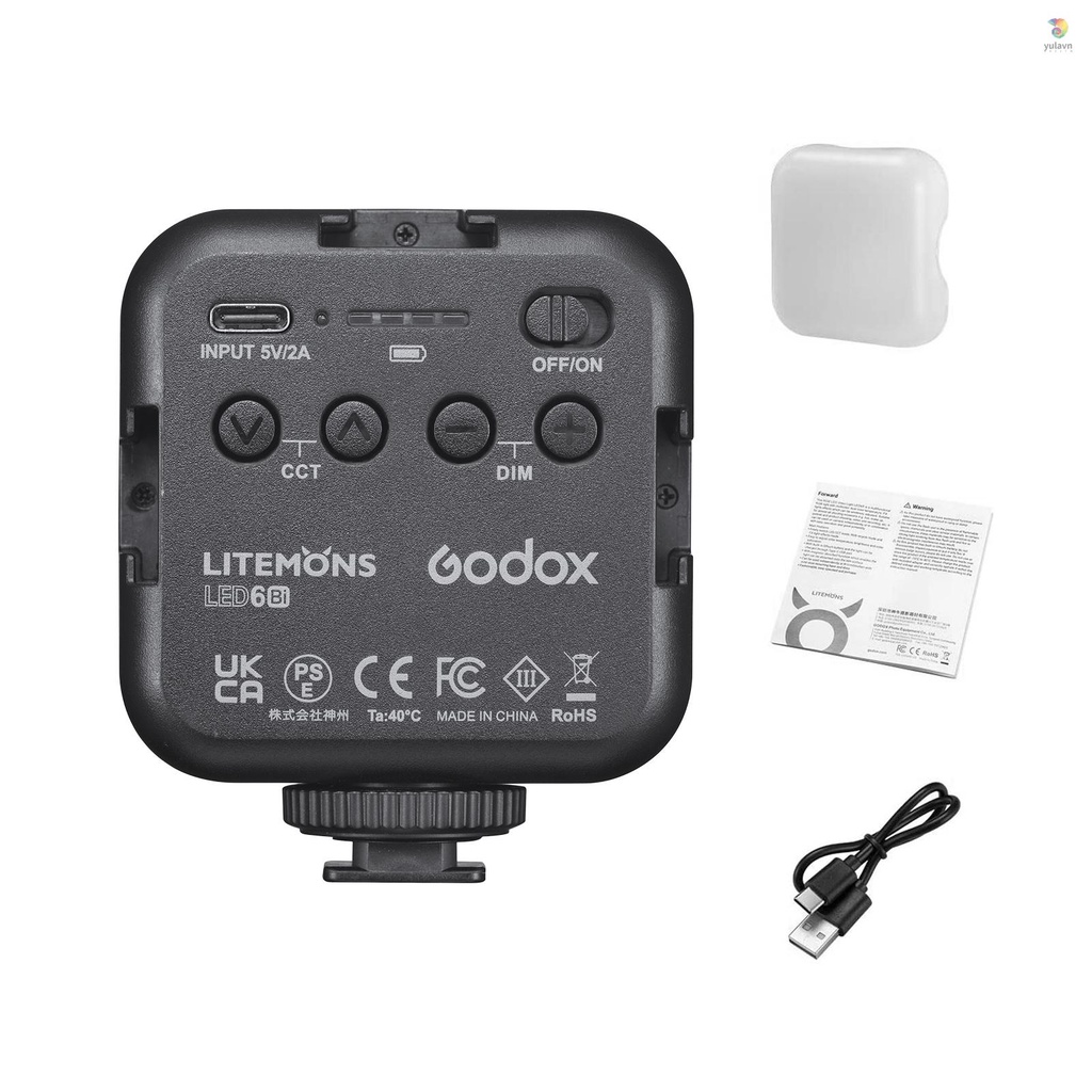 Đèn LED Mini 6Bi Hai Màu Có Thể Sạc Lại 3200K-6500K Hỗ Trợ Quay Video Trực Tiếp