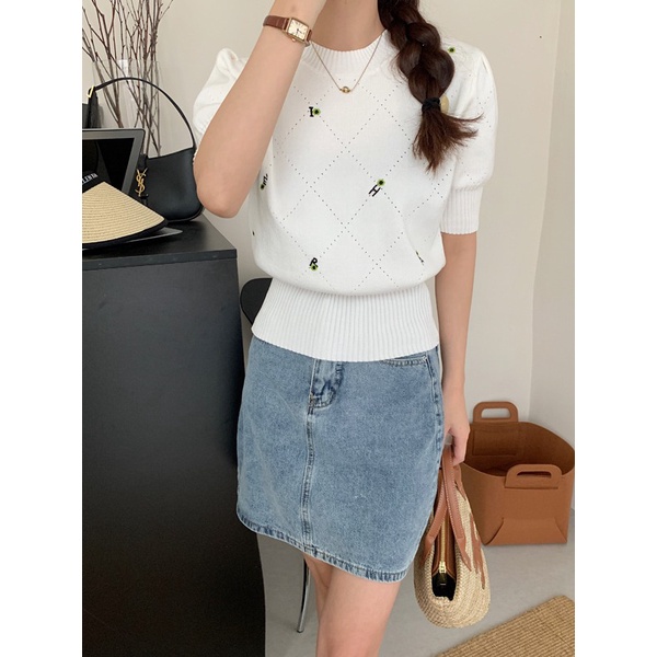 SUXI Áo Thun Dệt Kim Tay Ngắn Dáng Rộng Thời Trang Mùa Hè Dành Cho Nữ