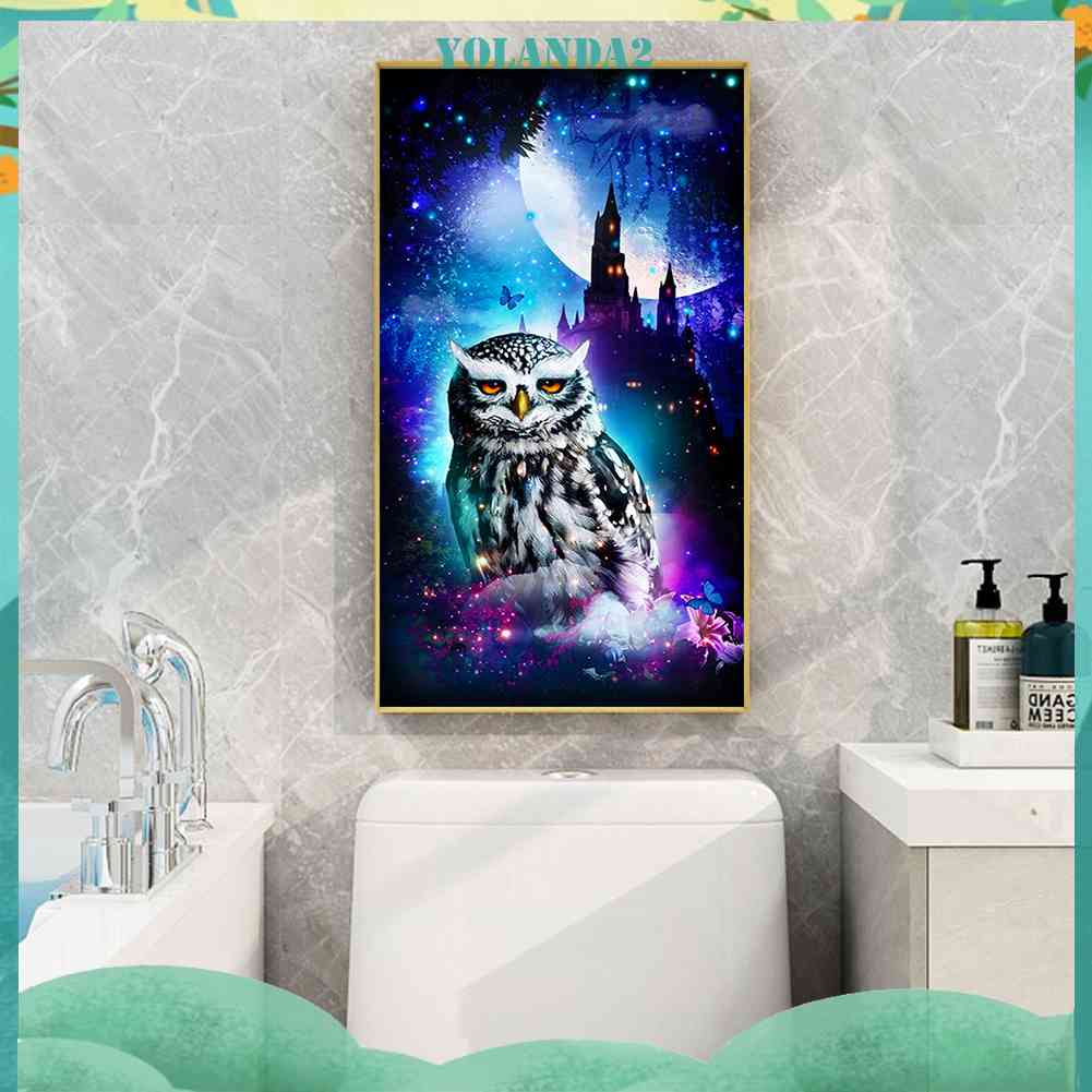 Bộ Tranh Đính Đá 5D Tự Làm Toàn Diện Họa Tiết Chim Cú Đêm Dùng Trang Trí Tường