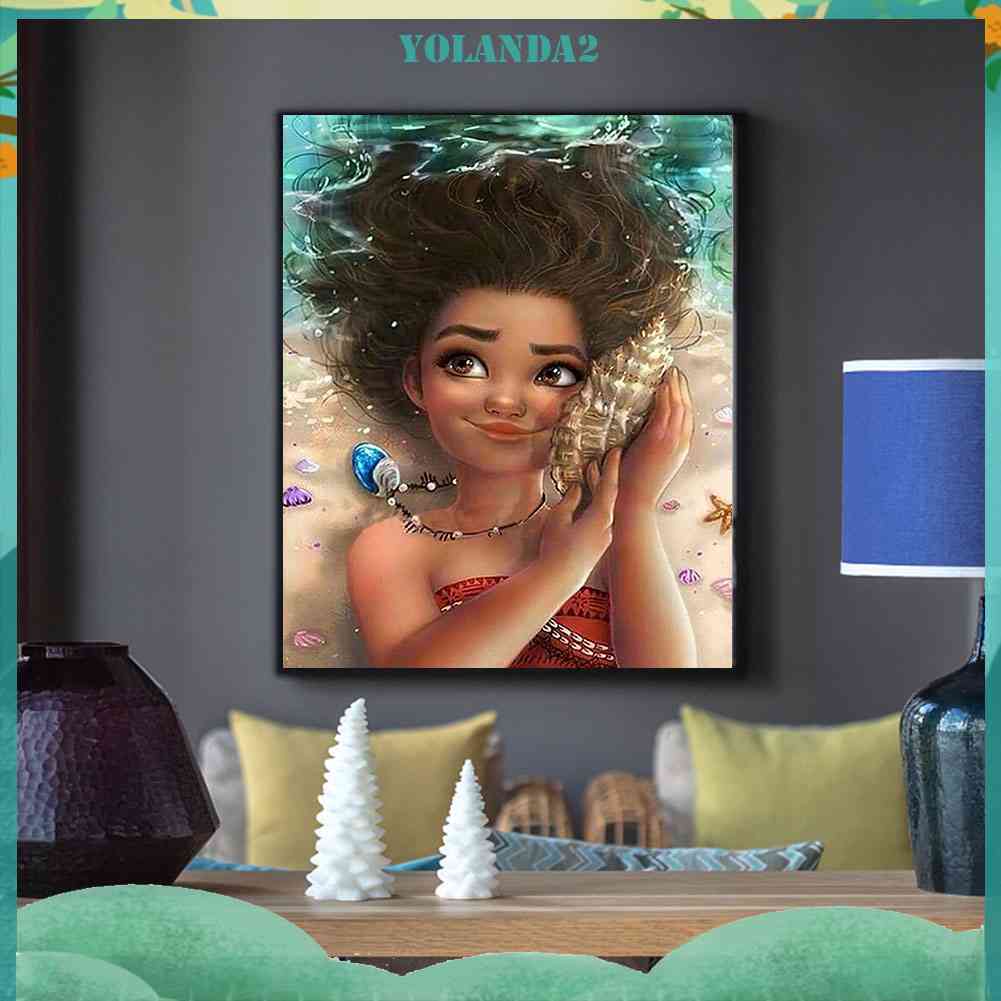 Bộ Tranh Đính Đá 5D Toàn Diện Họa Tiết Moana Độc Đáo DIY Dùng Trang Trí Nhà Cửa