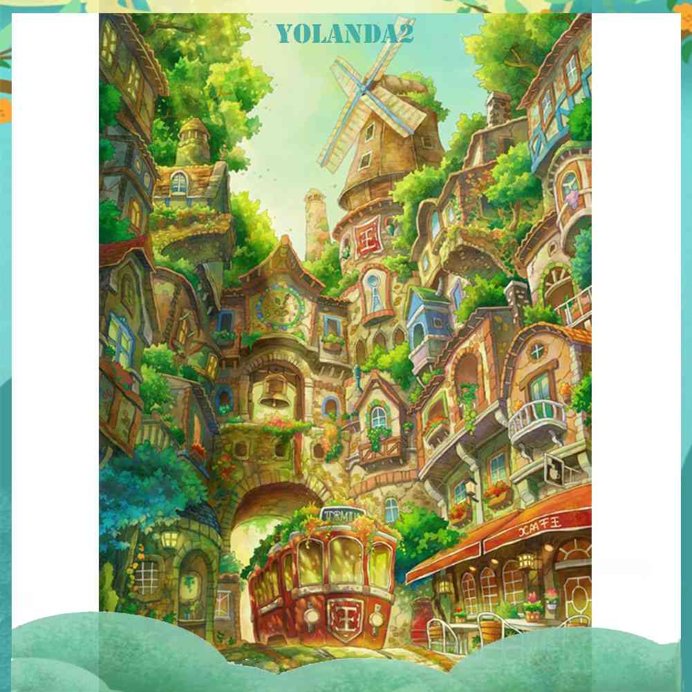 Tranh Đính Đá Kim Cương Toàn Bộ 5D DIY Hình Lâu Đài