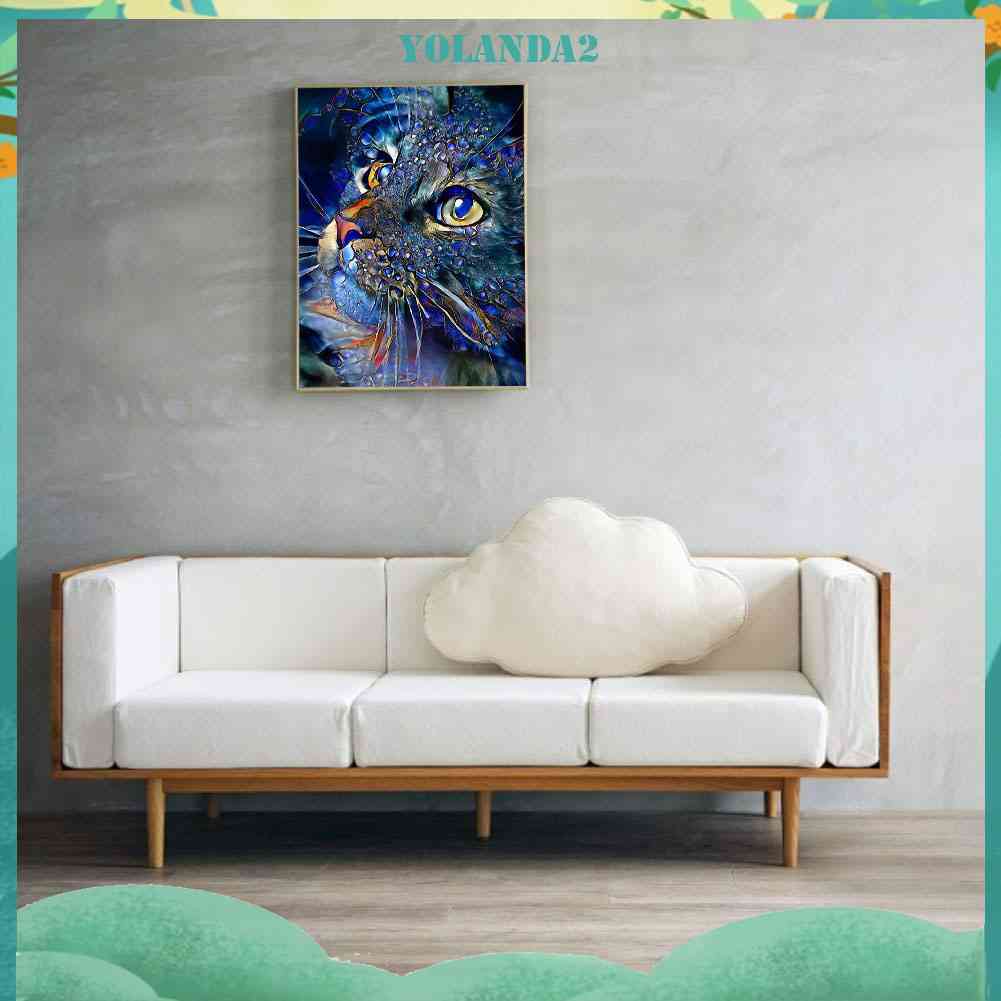 Bộ Tranh Đính Đá 5D Toàn Diện Họa Tiết Chú Mèo L.Roche Độc Đáo DIY