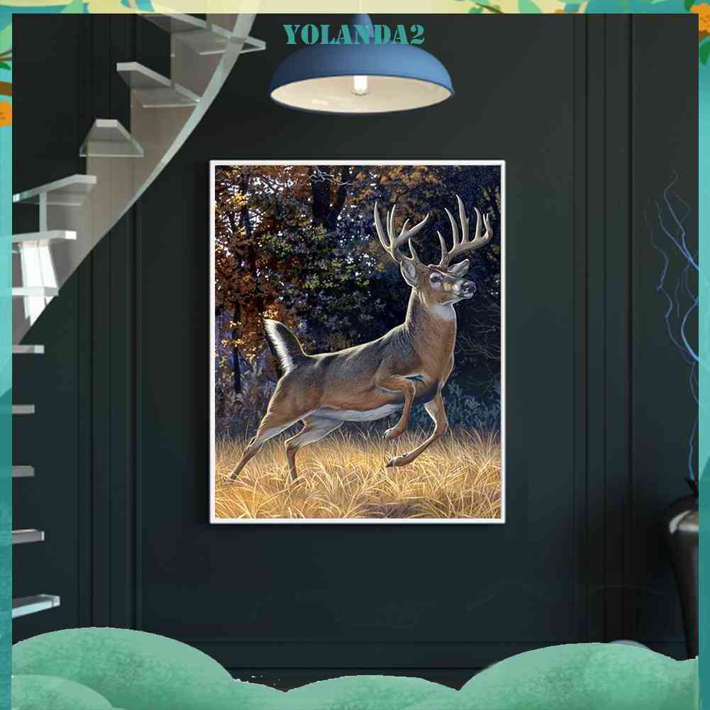 Bộ Tranh Đính Đá Tự Làm Hình Hươu Kích Thước 40x50cm