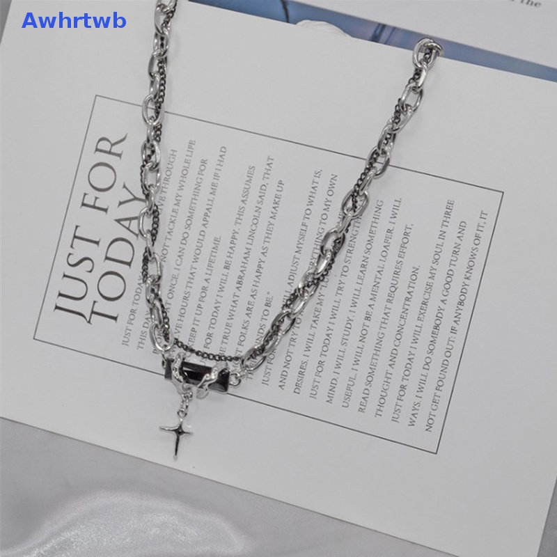 Vòng Cổ Choker Bằng Thép Titan Mặt Thánh Giá Đính Đá Zircon Đen Thời Trang Cho Nam Và Nữ Mới