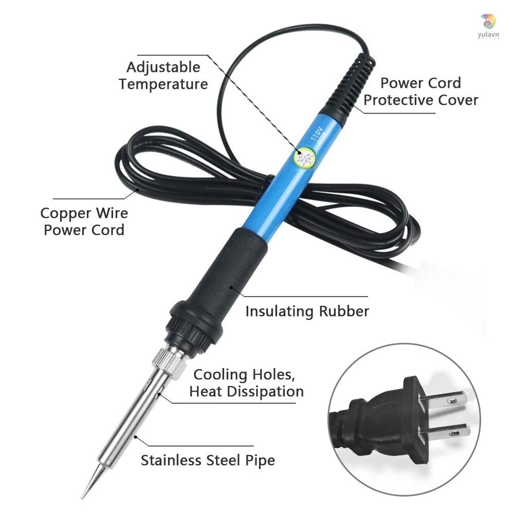 Bộ Súng Hàn Điện 15 Món Cầm Tay 60W Lõi Gốm Điều Chỉnh Nhiệt Độ Nhanh Kèm Túi Đựng Dành Cho Gia Đình DIY