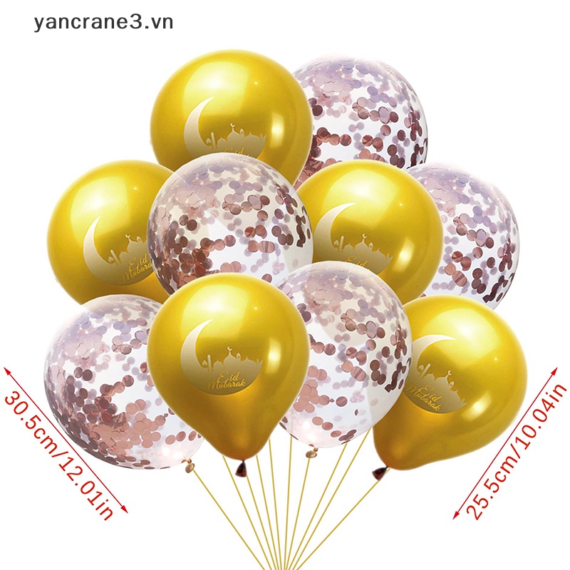 Bộ 10 Bóng Bay MàU VàNg HồI GiáO Eid Mubarak 3.vn Trang Trí Nhà Cửa