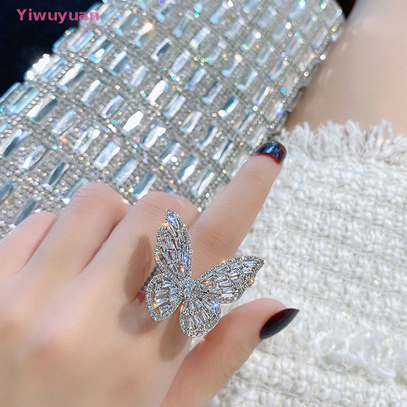 (MớI) Nhẫn HợP Kim ĐíNh Đá HìNh BướM Xinh XắN