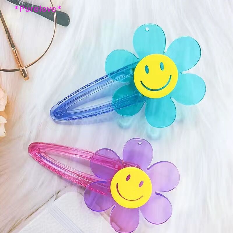 Kẹp Tóc Hình Hoa Hướng Dương Mặt Cười Bằng Acrylic Trong Suốt Thời Trang 2023 Cho Bé Gái Mới