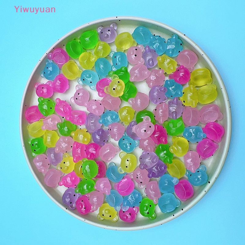 Bộ 5 Mô Hình Gấu Hoạt Hình Phát Sáng Bằng Nhựa Resin Dễ Thương Trang Trí Tiểu Cảnh
