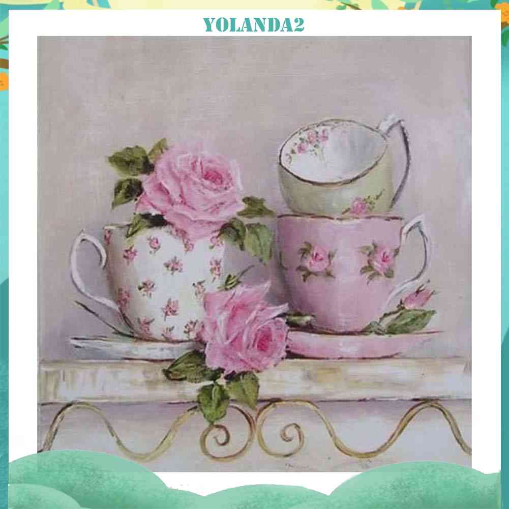 Bộ Tranh Đính Đá Tự Làm 5D DIY Hình Chiếc Cốc Màu Hồng