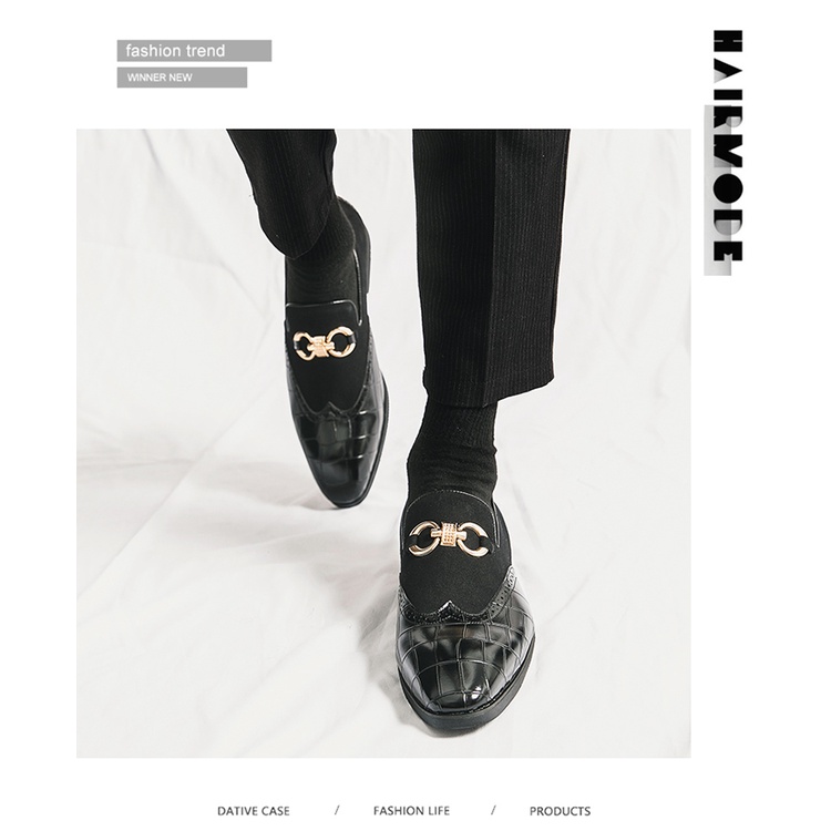 Giày Da Lộn Mũi Nhọn Màu Sắc Sang Trọng Cho Nam