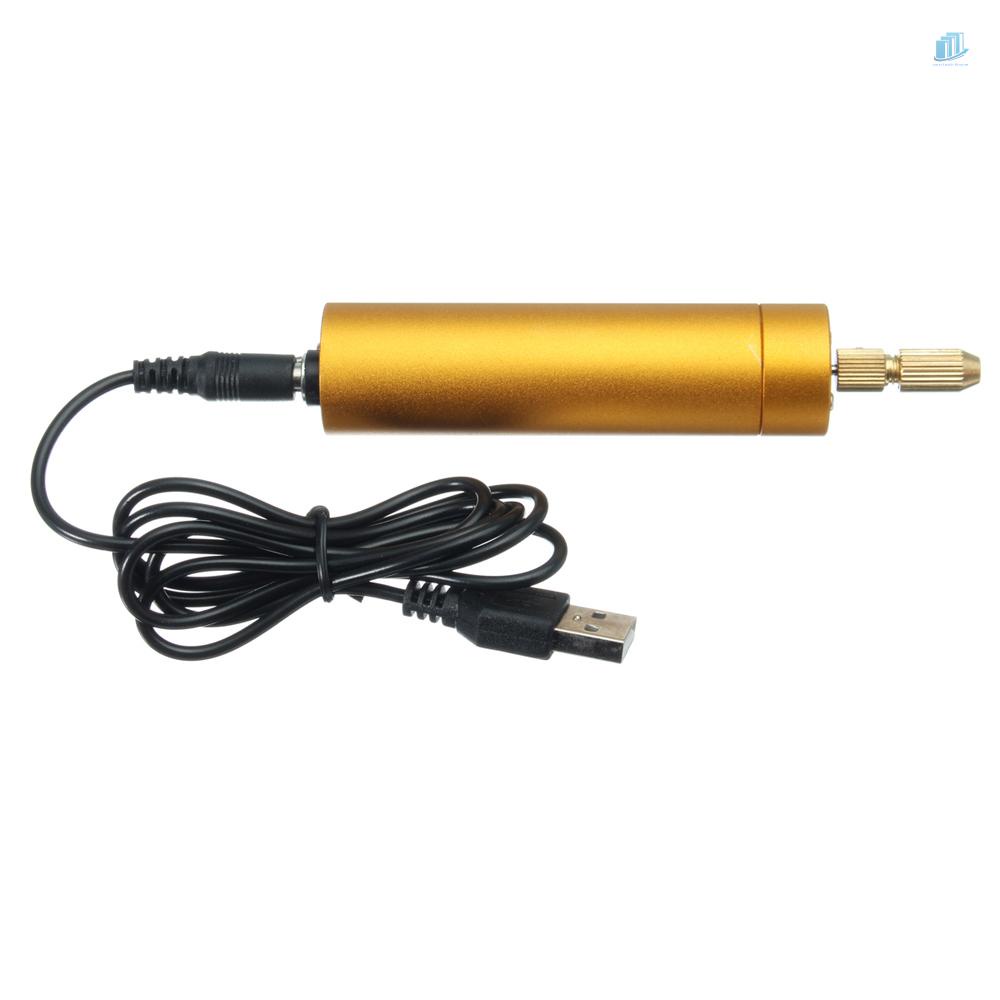 Máy Khoan Điện Tử Mini 5V DC Bằng Nhôm Kèm 10 Mũi Xoắn DIY