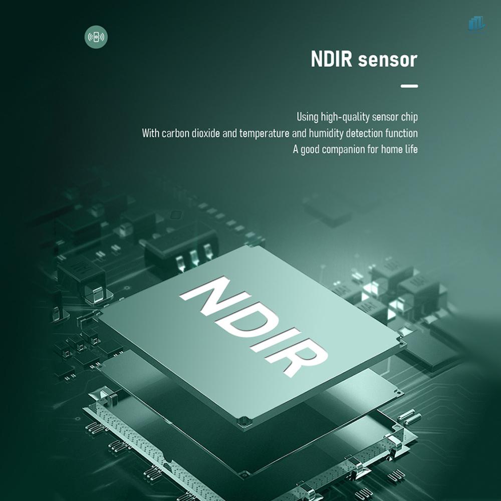 Máy Đo Nhiệt Độ Và Độ Ẩm Không Khí CO2 HCHO TVOC 5 Trong 1 Có Đèn LED Và Cổng Sạc USB