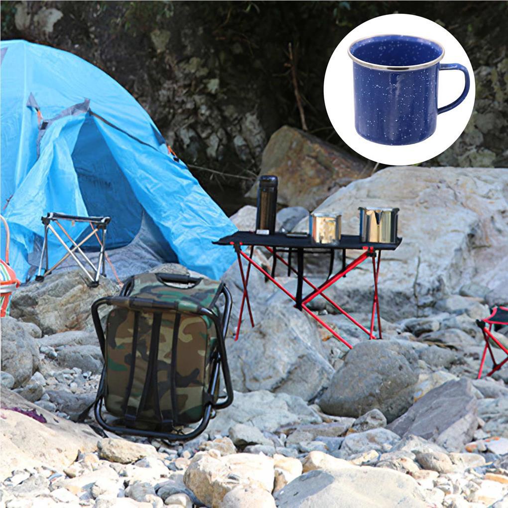 Cốc Tráng Men 300ML Có Tay Cầm Chống Rỉ Sét Phong Cách Vintage Đơn Giản Cho Tiệc Nướng Bbq Ngoài Trời