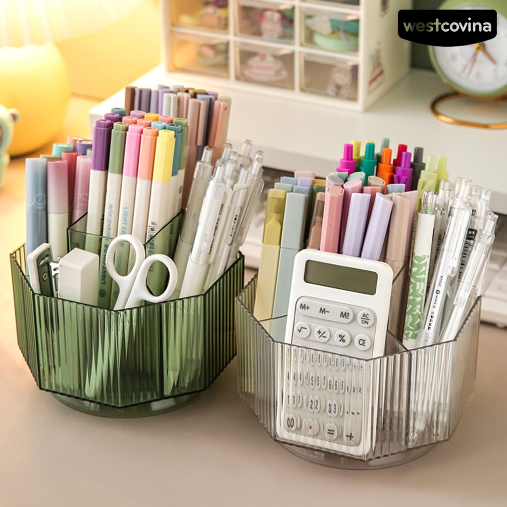 [COD]♪Hộp Đựng Cọ Trang Điểm Dạng Xoay Trong Suốt Dung Tích Lớn Đa Năng