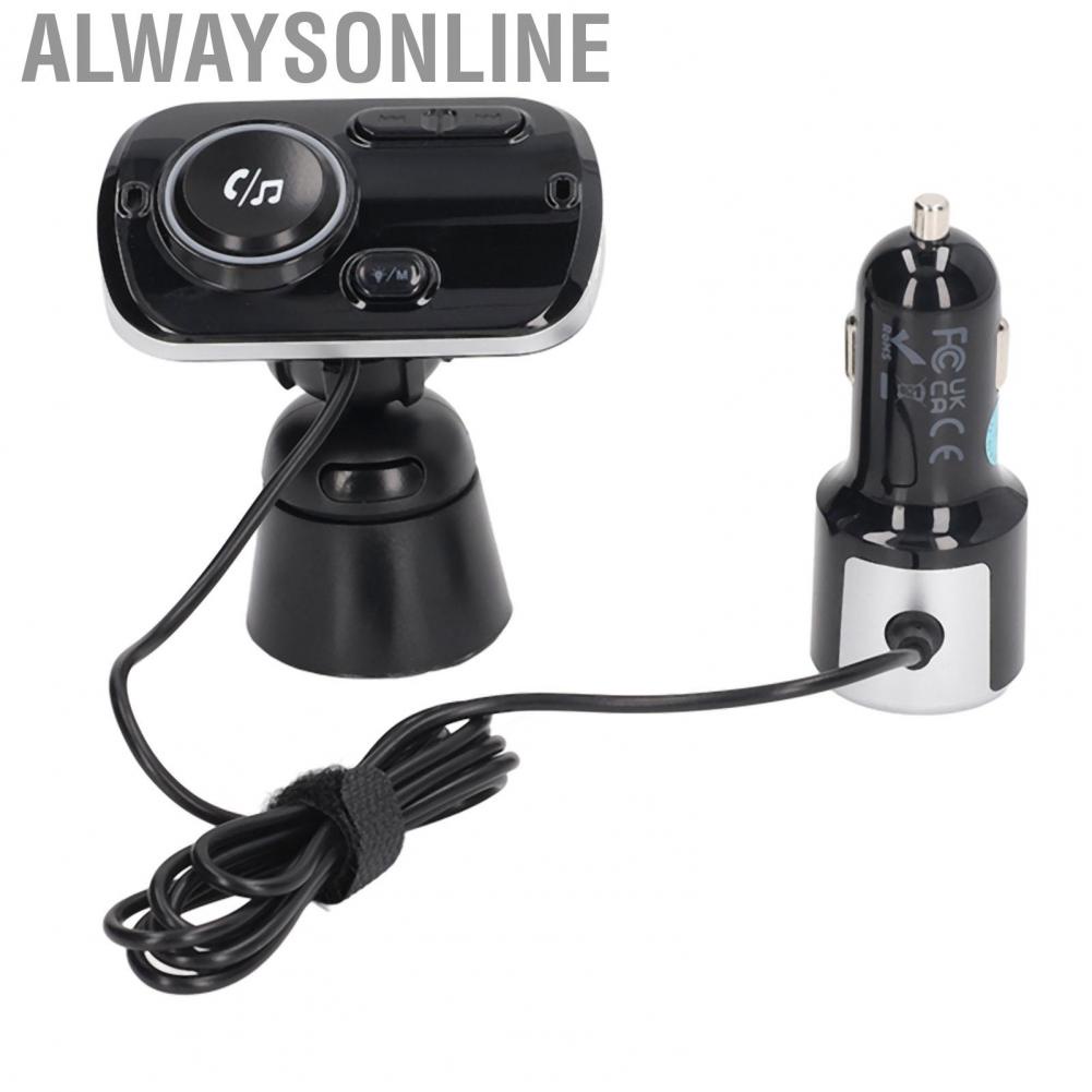 Alwaysonline Car BT  Transmitter Hands Free Calling QC3.0 Fast Charging Cars Adapter