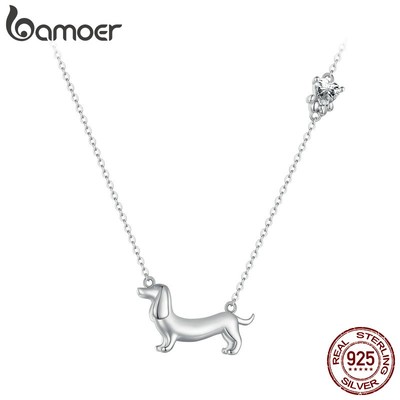 Bamoer Bạc 925 Dachshund Vòng Cổ Nữ Trang Sức Thời Trang Quà Tặng Cho Nữ SCN501