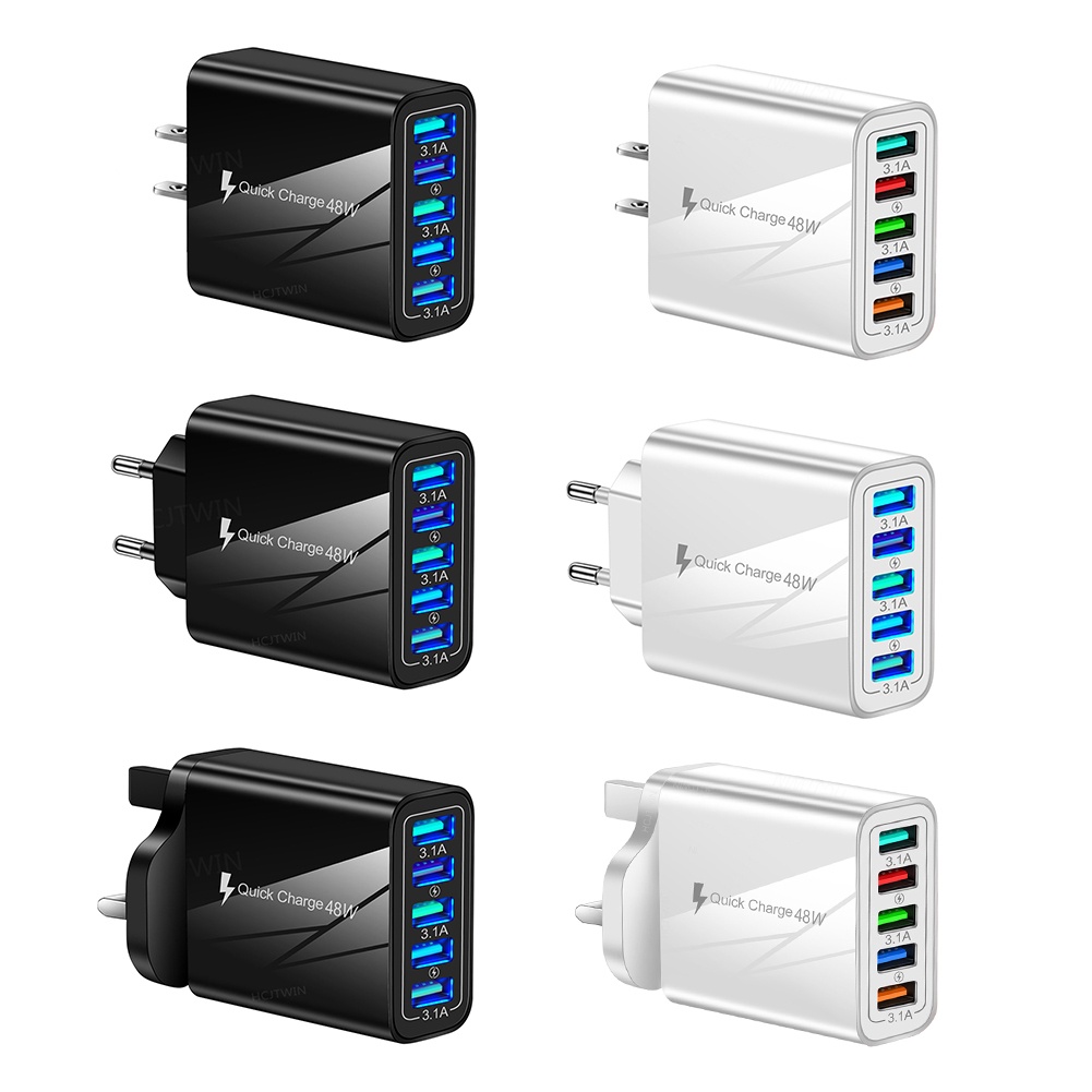 Bộ SạC ĐiệN ThoạI 5 CổNg USB TiệN DụNg Đi Du LịCh