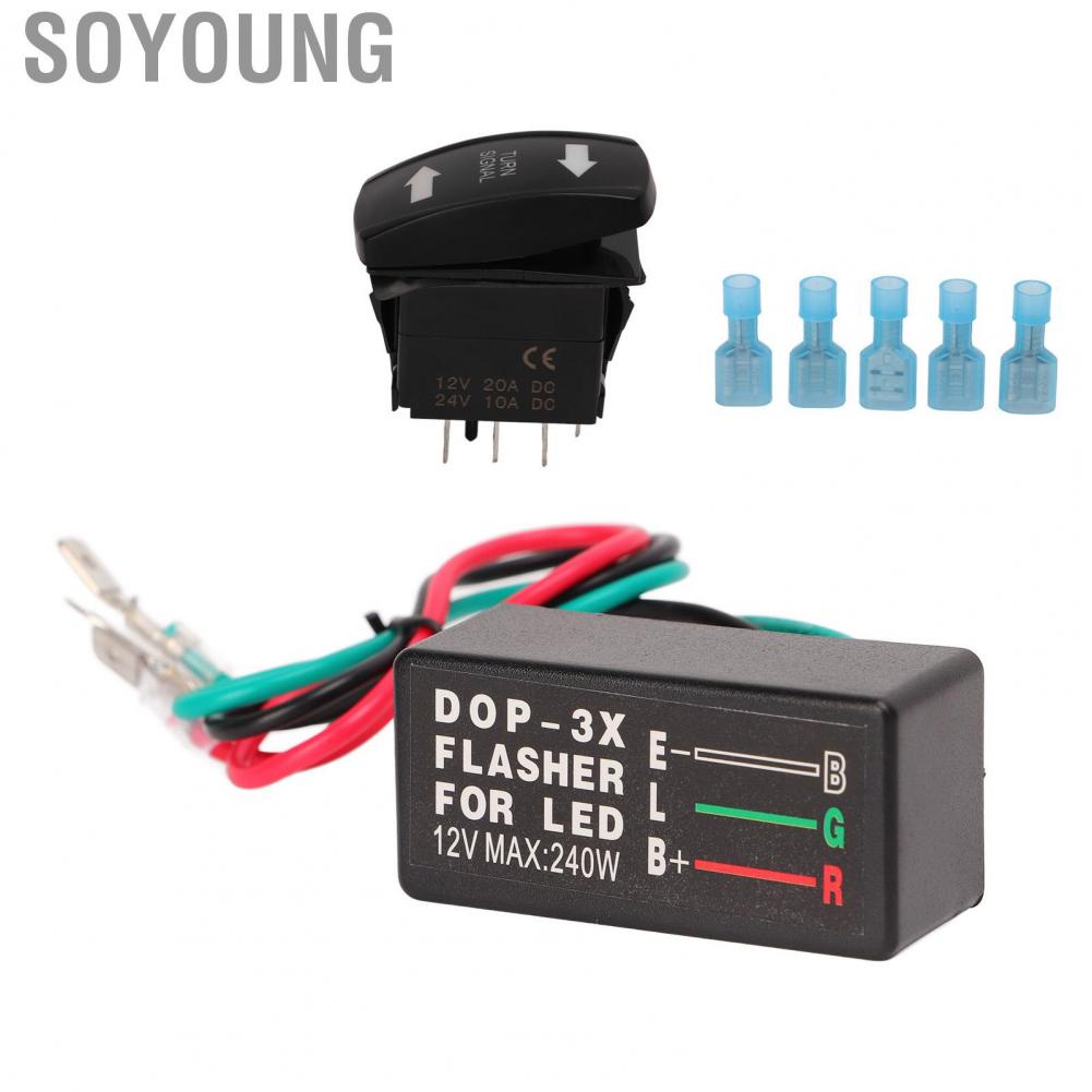 Soyoung Turn Signal Rocker Switch  ABS Wide Compatibility 12V Insulated Long Service Life High Hardness Turn Light Terminals Kit  for Replacement for ATV
