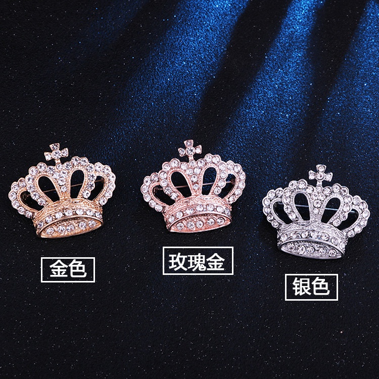 Ghim Cài Áo Hình Vương Miện Đính Đá Nhân Tạo Thời Trang Cho Nam