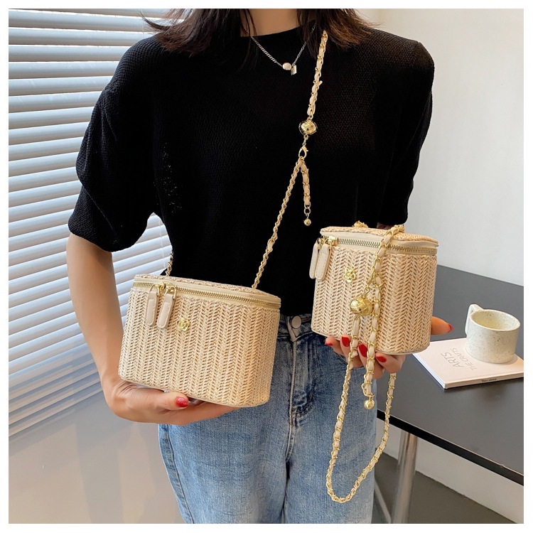 Túi Đeo Chéo Đan Lát Dáng Vuông Nhỏ Đựng Điện Thoại Phong Cách Bohemian Thời Trang Mùa Hè