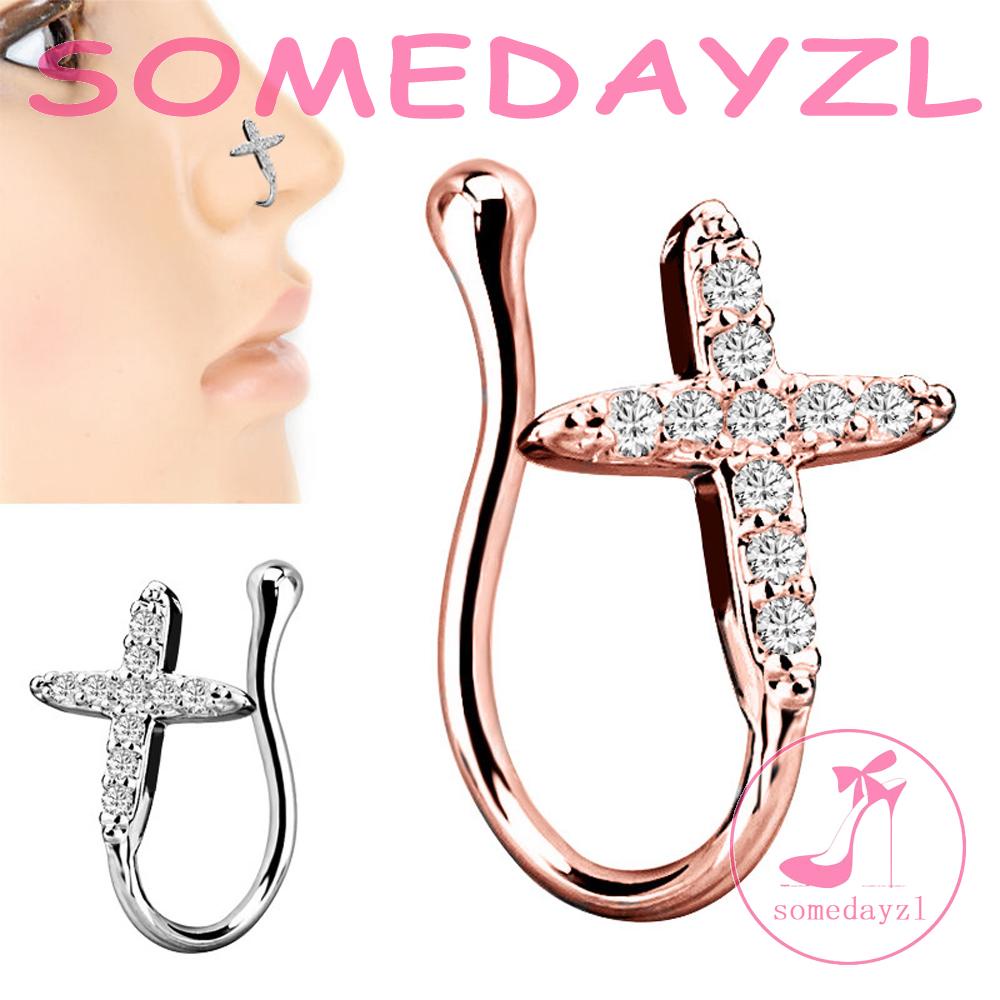 Khuyên Mũi Giả Xỏ Bằng Thép Không Gỉ Hình Trái Tim Thời Trang