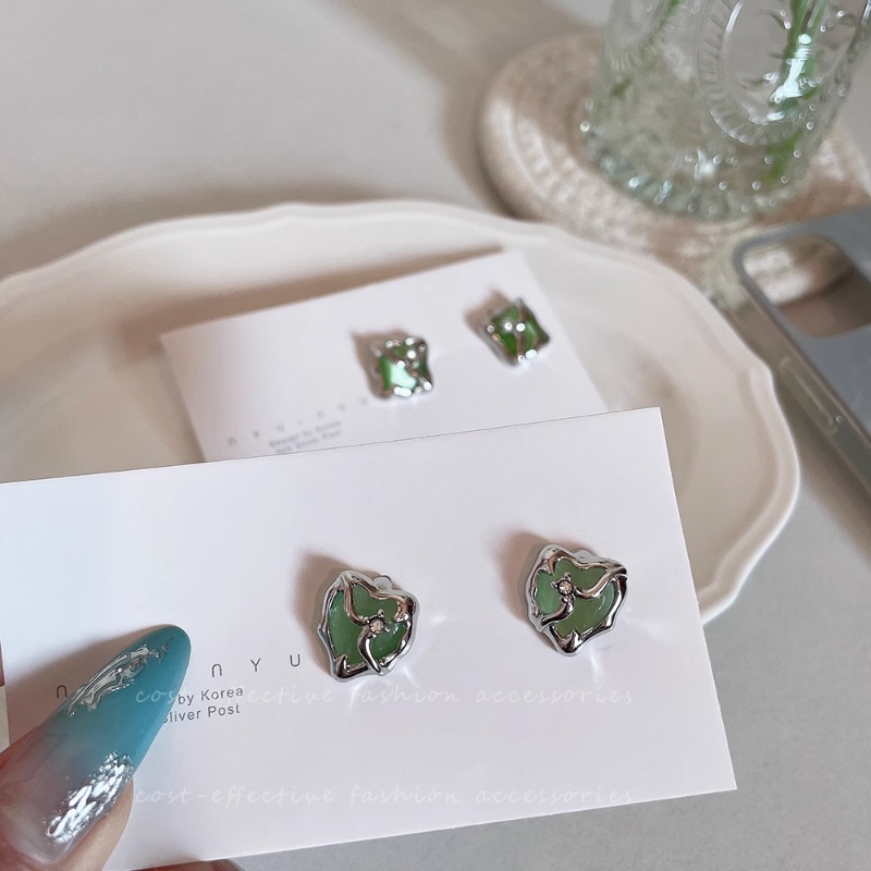 Khuyên Tai Đá Opal Hình Vuông Kiểu Dáng Đơn Giản Cho Nữ