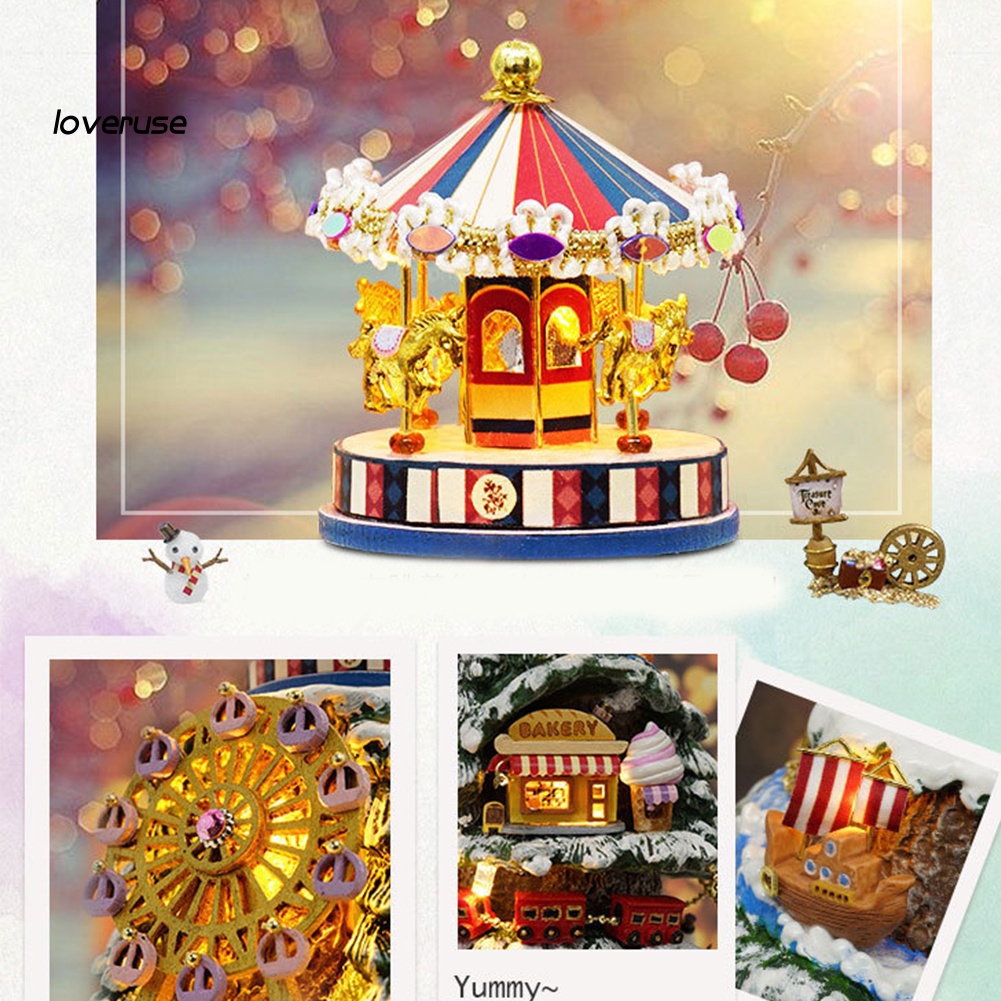 Nhà Búp Bê Mini Bằng Gỗ Có Nắp Chống Bụi DIY Ốp