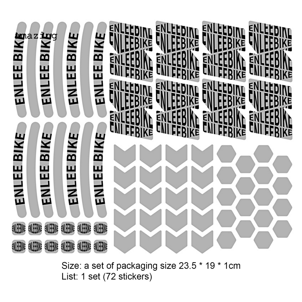 Bộ 72 Miếng Dán Phản Quang Chống Trầy Xước Chống Thấm Nước Trang Trí Thân Xe Đạp
