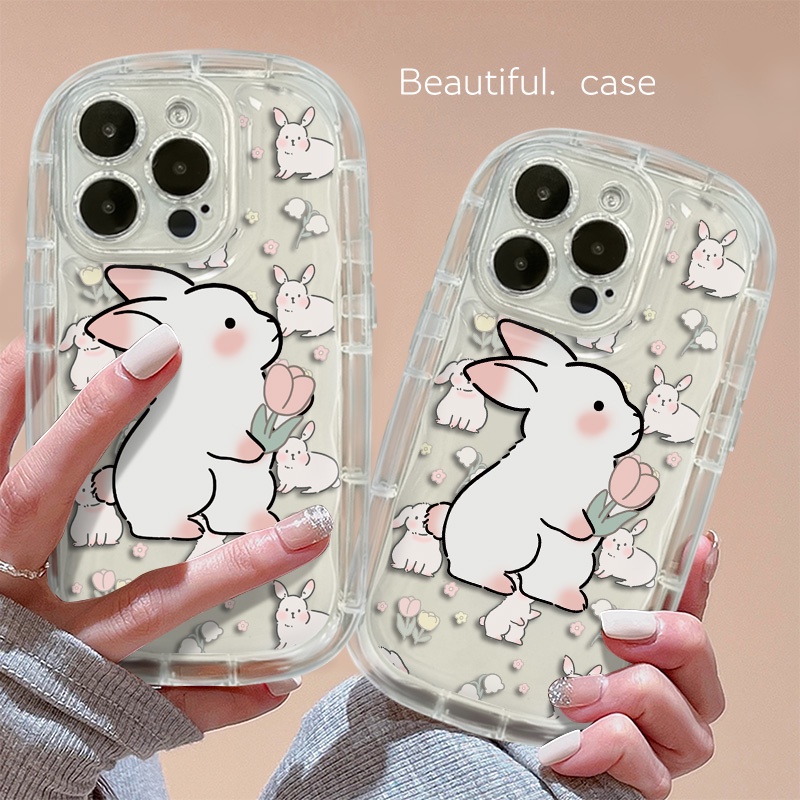 Ốp Điện Thoại TPU Silicone Mềm Trong Suốt Chống Sốc In Hình Thỏ Dễ Thương Cho IPhone 14 13 12 11 Pro XS Max X XR 7 + 8 Plus