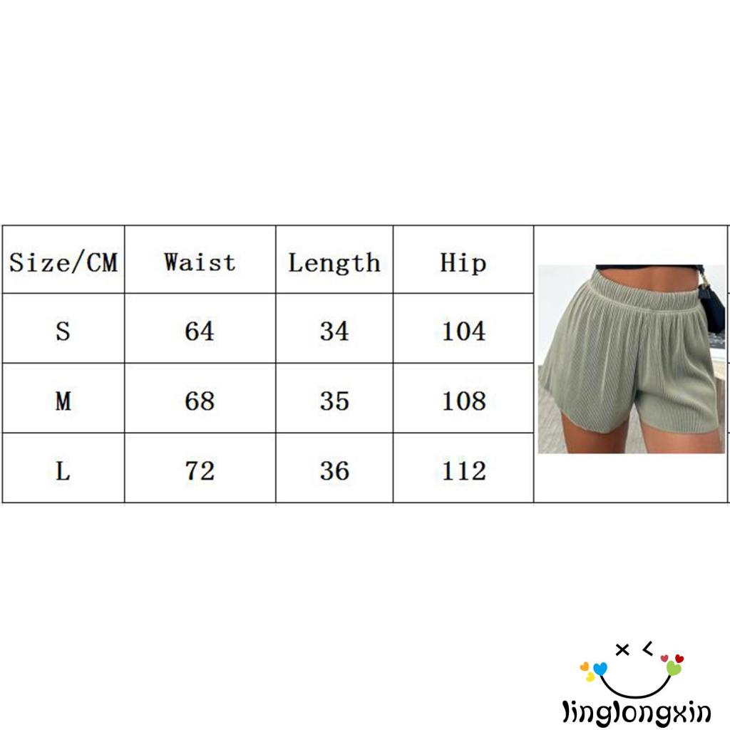 Quần Short Nữ Ống Rộng Lưng Cao Co Dãn Màu Sắc Trơn Linglongxi2
