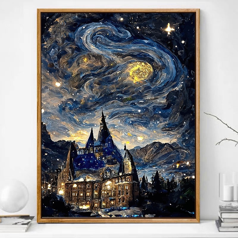 MOZI ✨giết thời gian 40*50cm tranh tô màu theo số Tranh phong cảnh hoạt hình kỹ thuật số tranh sơn dầu số hoáHarry PotterHogwarts Castle tranh số hóa theo yêu cầu tranh tô màu số hoá theo yêu cầutranh số hóa