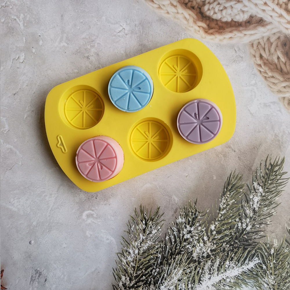 Khuôn Silicone Làm Bánh 6 Ngăn Tạo Hình Quả Chanh Độc Đáo Tiện Dụng