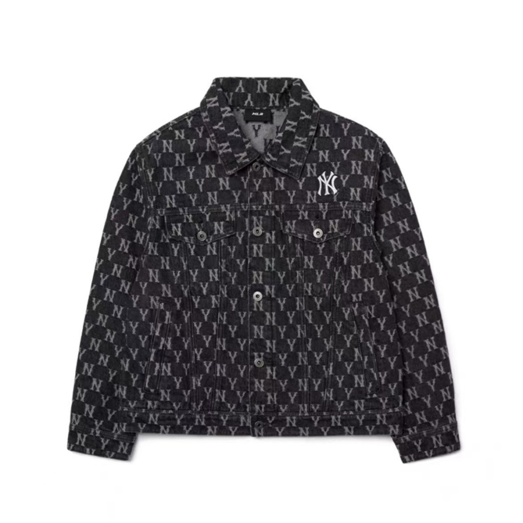 MLB 2023 full print washed blue denim jacket men's and women's casual jacket