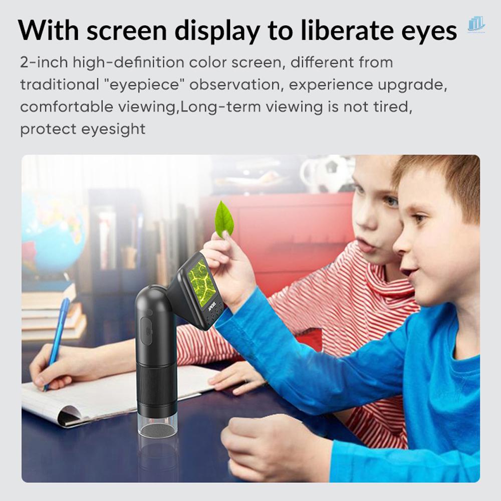 Kính Hiển Vi Kỹ Thuật Số 2 Megapixel Cầm Tay Phóng Đại 12-24X Có Đèn LED 6 Bóng 75 Độ° Góc Vuông Adusus Aduss