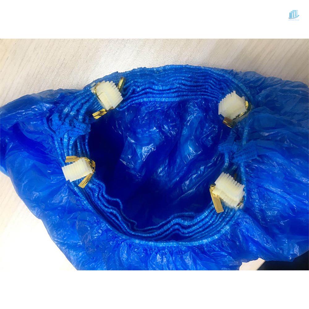 Bộ 100 Vỏ Bọc Giày Thông Minh Bằng Nhựa Dày Dặn Màu Xanh Dương Dùng Một Lần