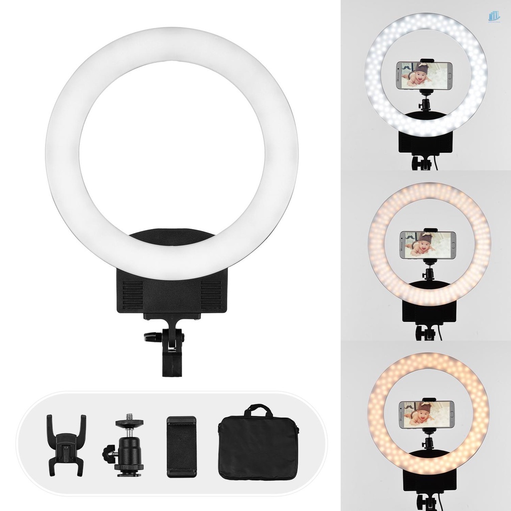 Vòng Đèn LED 12 Inch 36W Có Thể Điều Chỉnh Độ Sáng + Giá Đỡ Đầu Tròn Nhỏ Để Bàn Chuyên Nghiệp Cho Trang Điểm / Quay Video