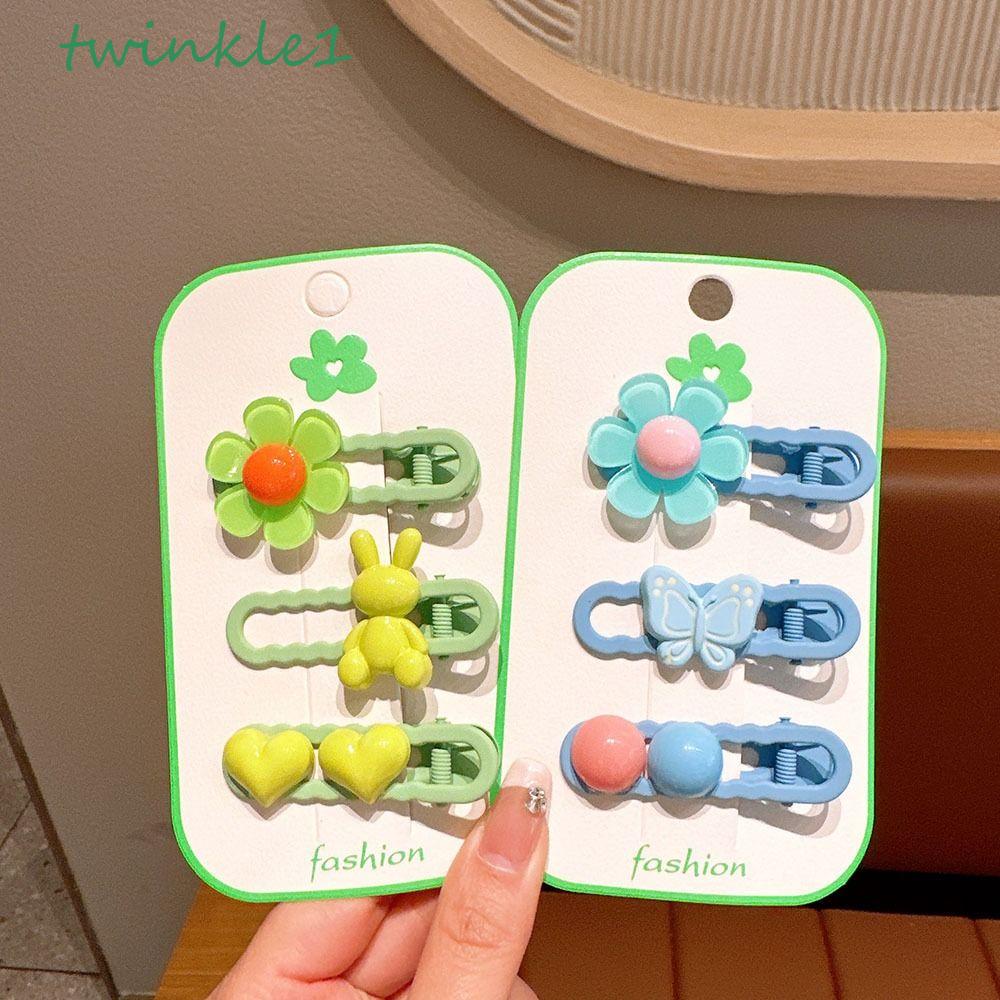 Kẹp Tóc Mái Bằng Kim Loại Hình Hoa / Gấu Hoạt Hình Dễ Thương Cho Nữ