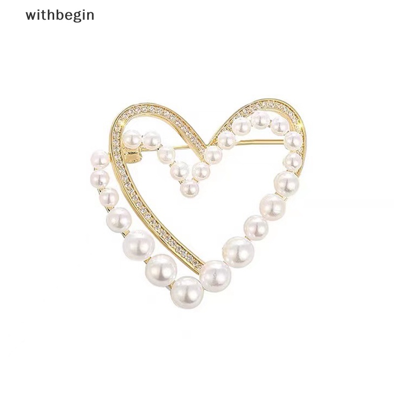 Ghim Cài Áo Hình Trái Tim Đính Pha Lê / Ngọc Trai Thời Trang