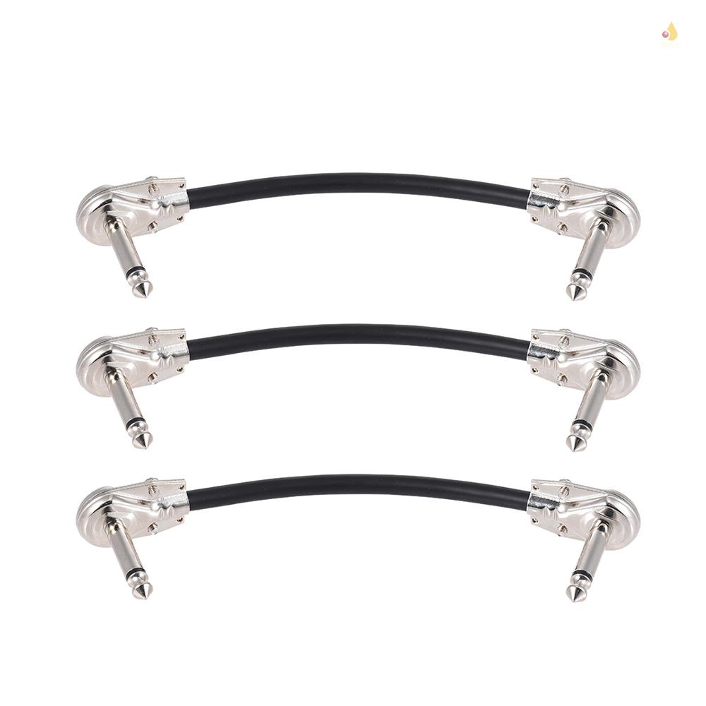 Set 3 Dây Cáp Phơ Đàn Guitar 15cm / 6in 1 / 4 "Góc Phải Màu Đen Tiện Dụng