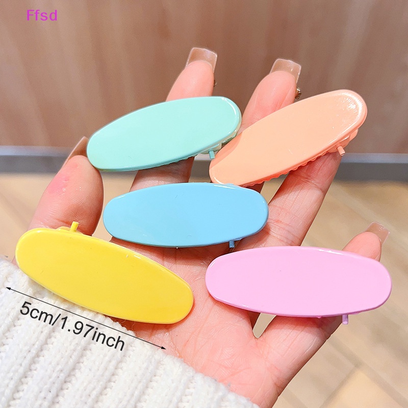 Set 6 Kẹp Tóc Acrylic 4cm Màu Trơn Thời Trang Mùa Hè Cho Bé Gái